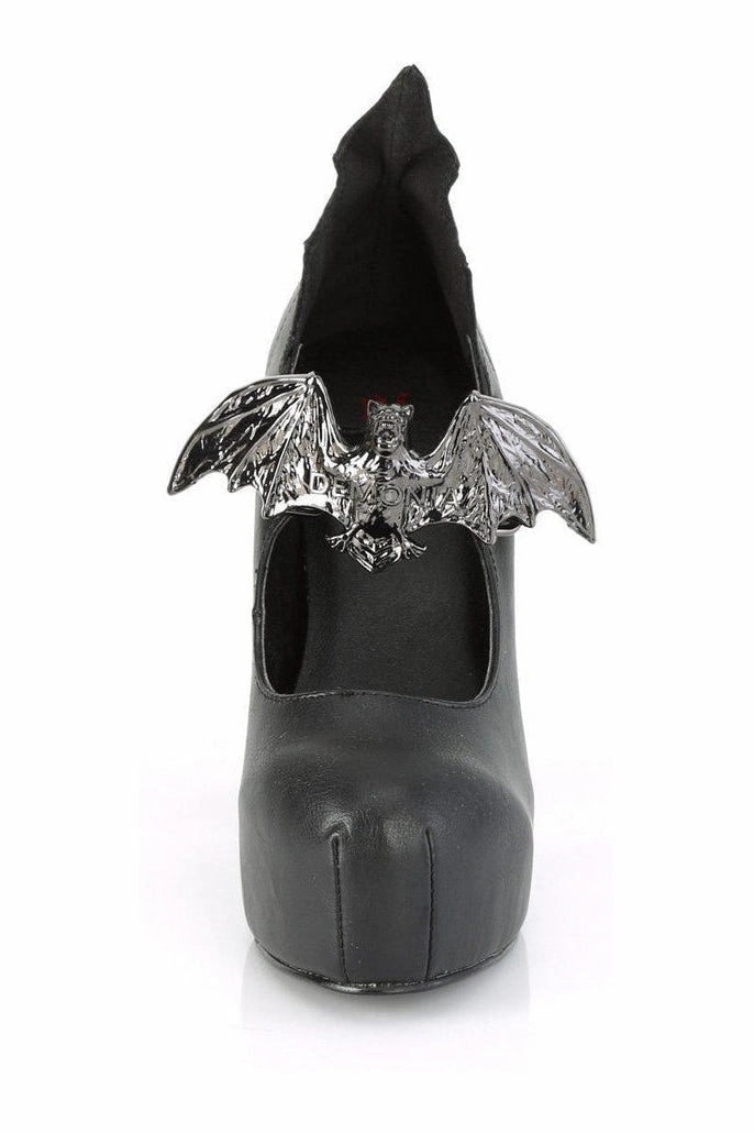 DEMON-18 Mary Jane | Black Faux Leather