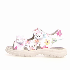 Dock - White with flowers Leather||Dock - Cuir blanc  fleurs
