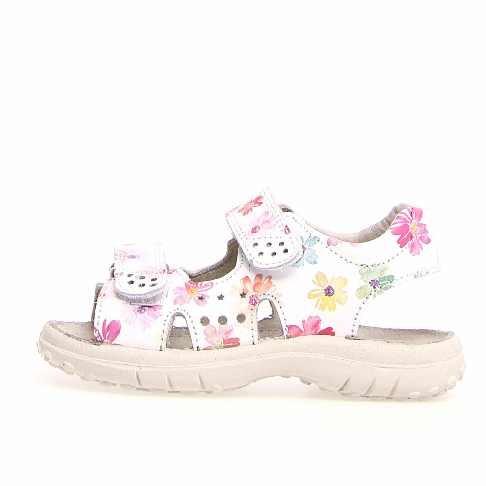 Dock - White with flowers Leather||Dock - Cuir blanc  fleurs