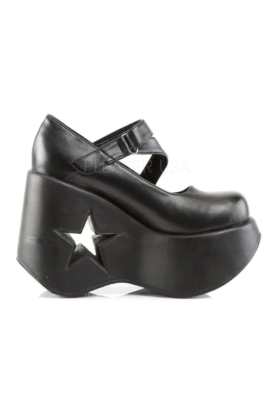 DYNAMITE-03 Demonia Wedge | Black Faux Leather