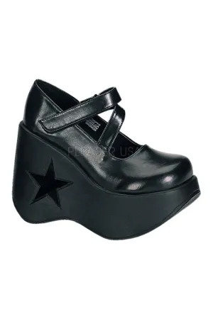 DYNAMITE-03 Demonia Wedge | Black Faux Leather