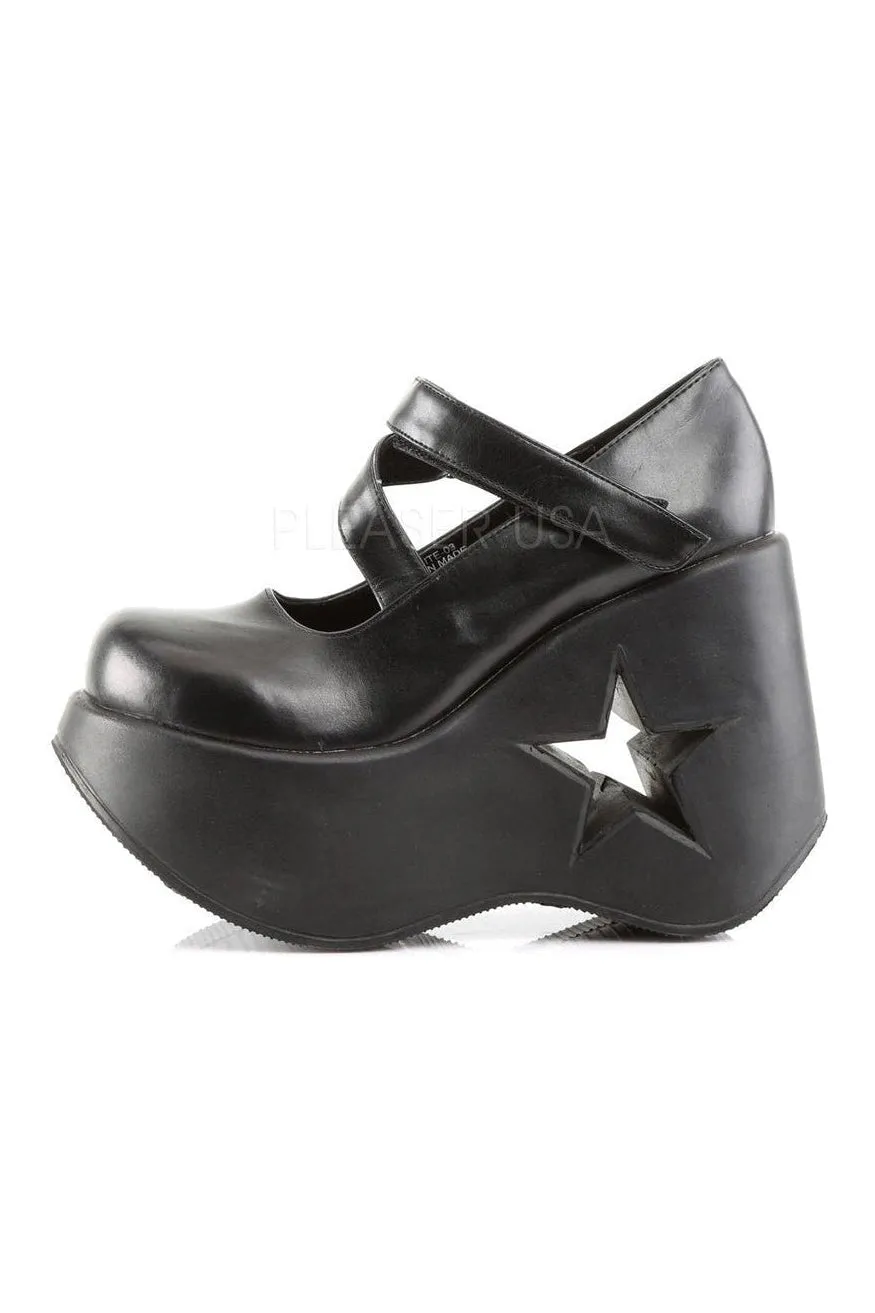 DYNAMITE-03 Demonia Wedge | Black Faux Leather