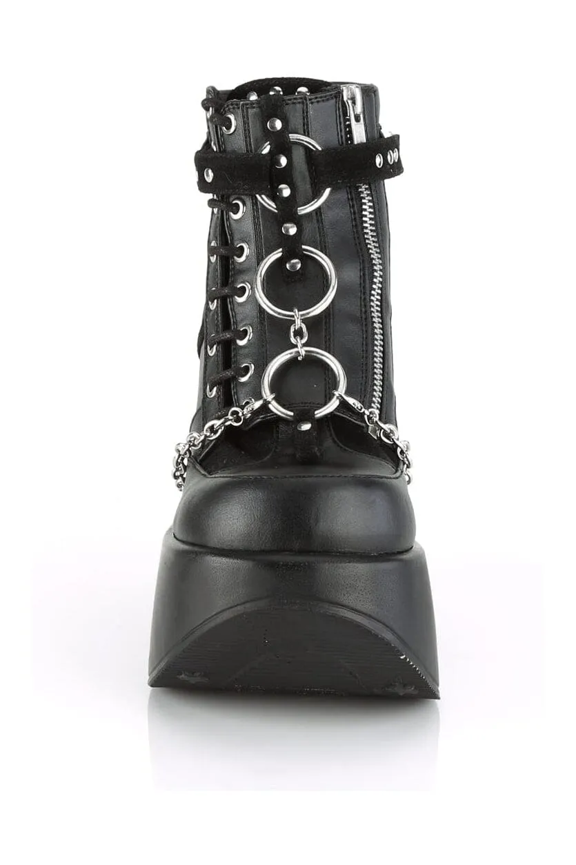 DYNAMITE-101 Black Hologram Patent Ankle Boot