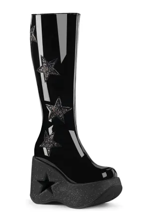 DYNAMITE-218 Black Glitter Knee Boot
