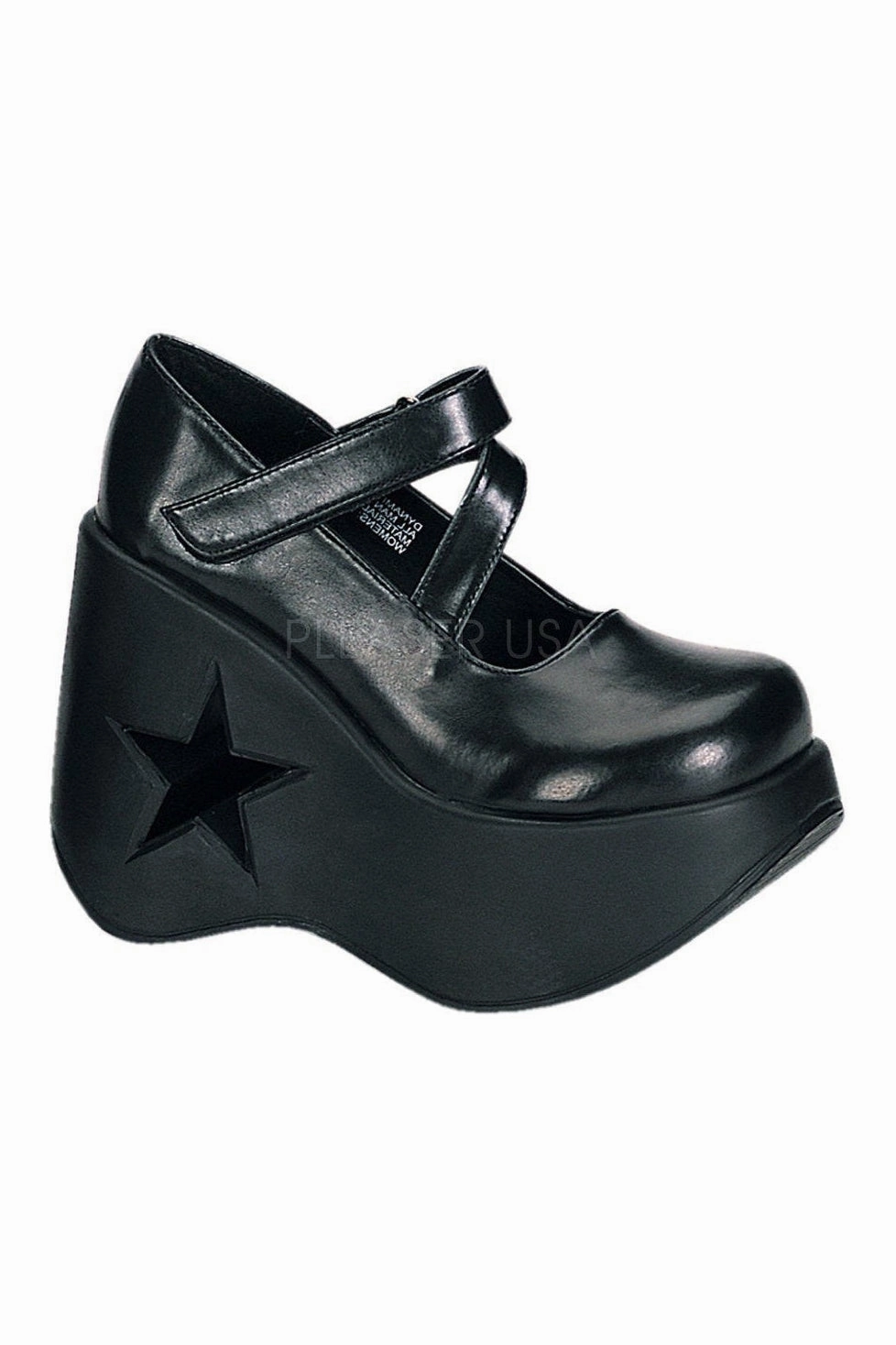 DYNAMITE-03 Demonia Wedge | Black Faux Leather