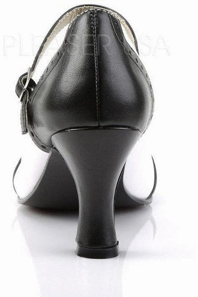 FLAPPER-25 Mary Jane | Black Faux Leather