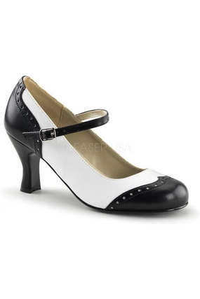 FLAPPER-25 Mary Jane | Black Faux Leather