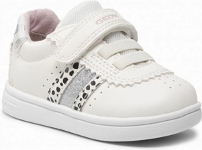 Geox Baby White Silver Velcro Sneaker