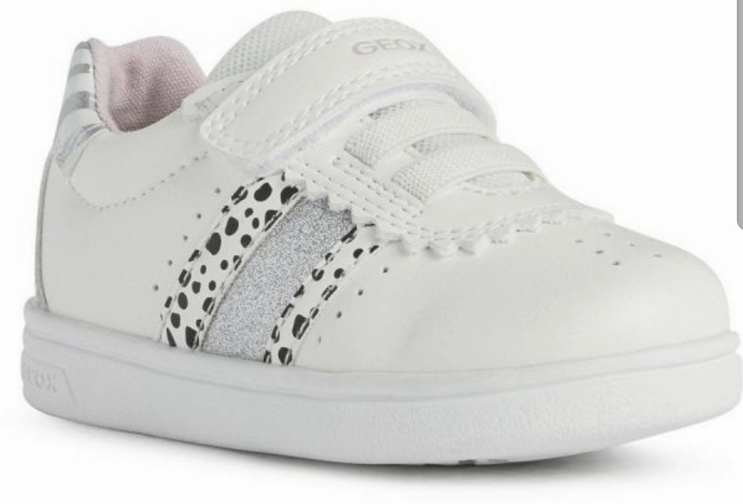 Geox Baby White Silver Velcro Sneaker