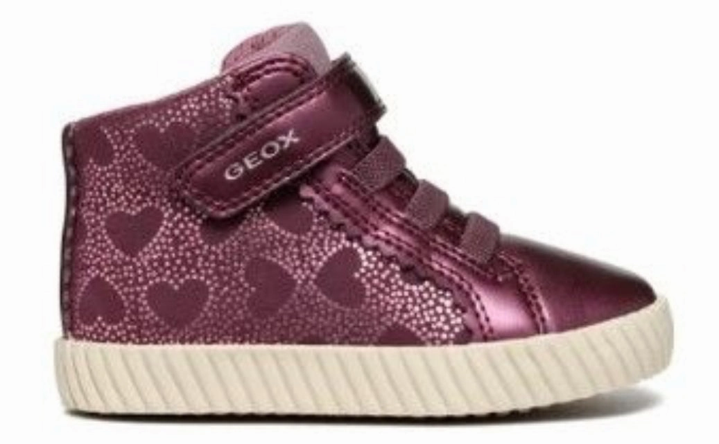 Geox Girls Mirroless Prune Burgundy High Top Sneakers