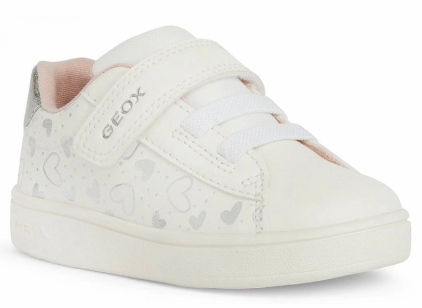 Geox White Silver Design Eclyper Velcro Sneakers