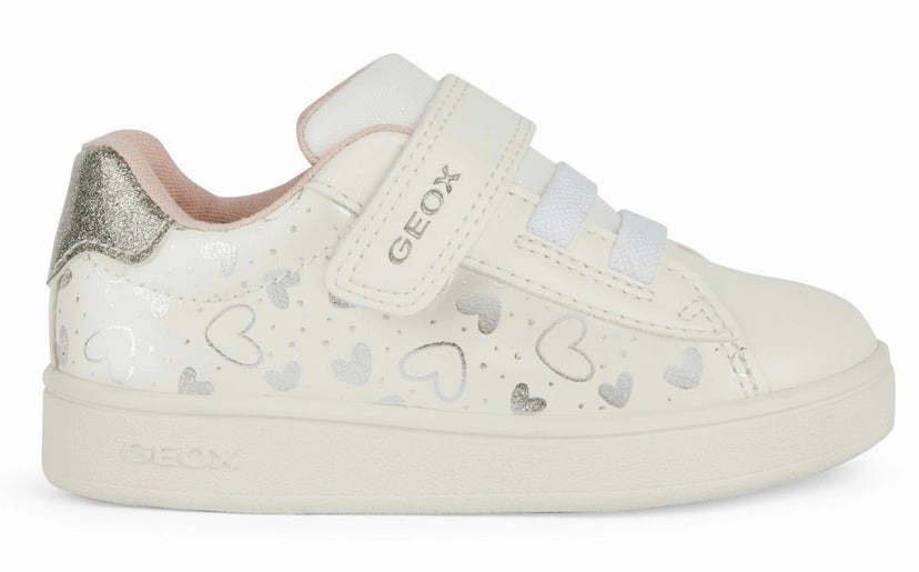 Geox White Silver Design Eclyper Velcro Sneakers