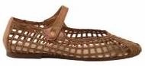 Girls Eli Papanatas Cuero Camel Woven Leather Mary Jane