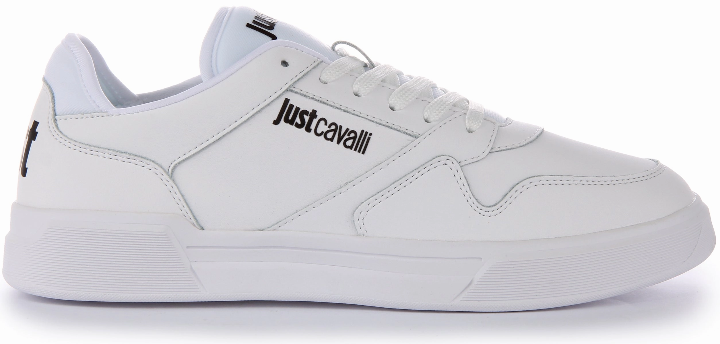 Justcavalli Fondo Lace up Trainers In White For Men