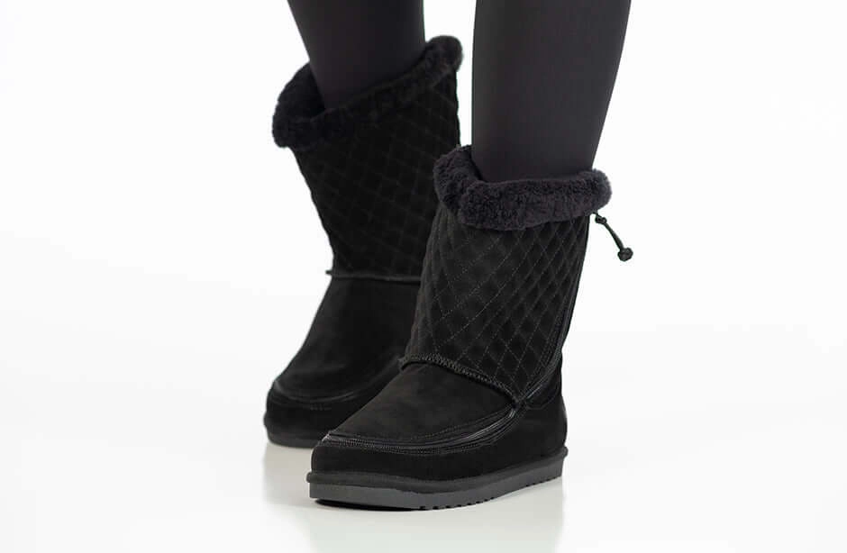 Kids Black BILLY Cozy Quilt Warm Lux Boots