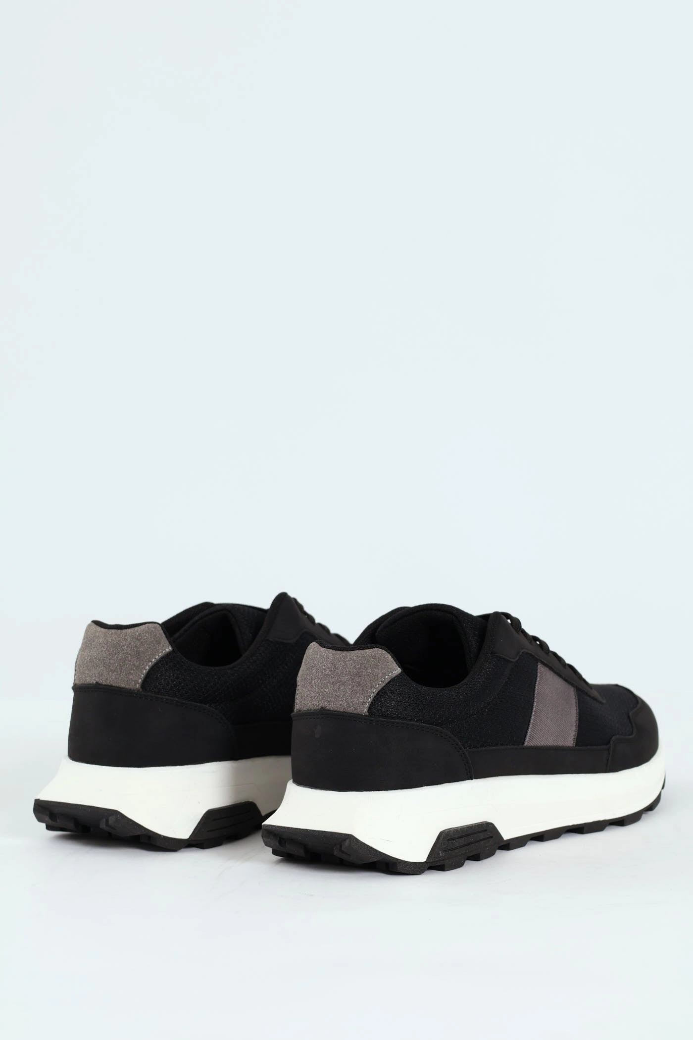 Lace Up Retro Stripe Trainer - Black