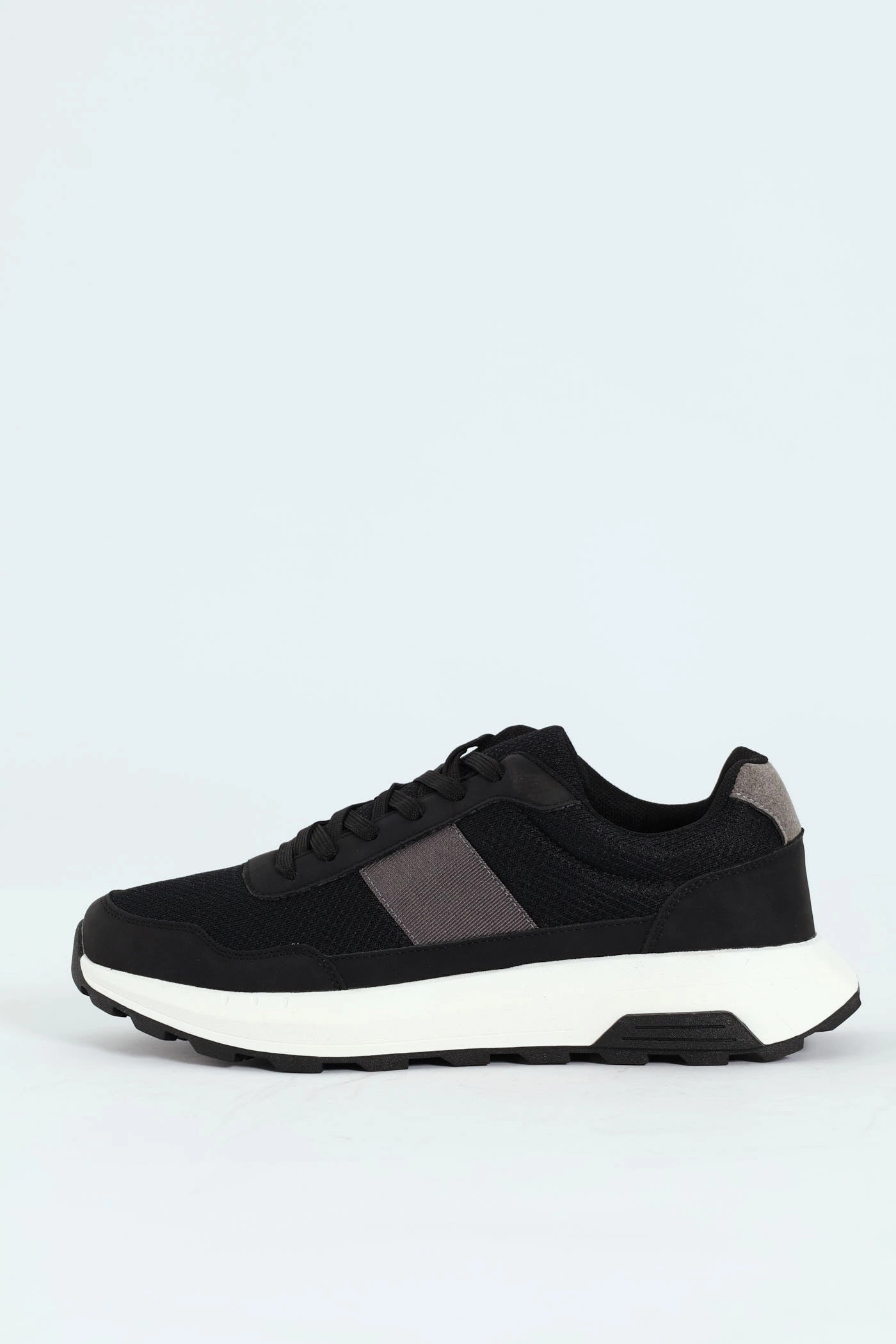 Lace Up Retro Stripe Trainer - Black