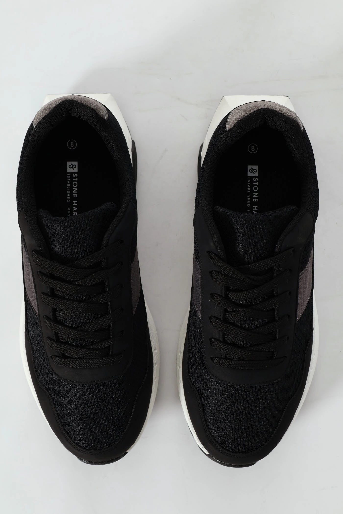 Lace Up Retro Stripe Trainer - Black