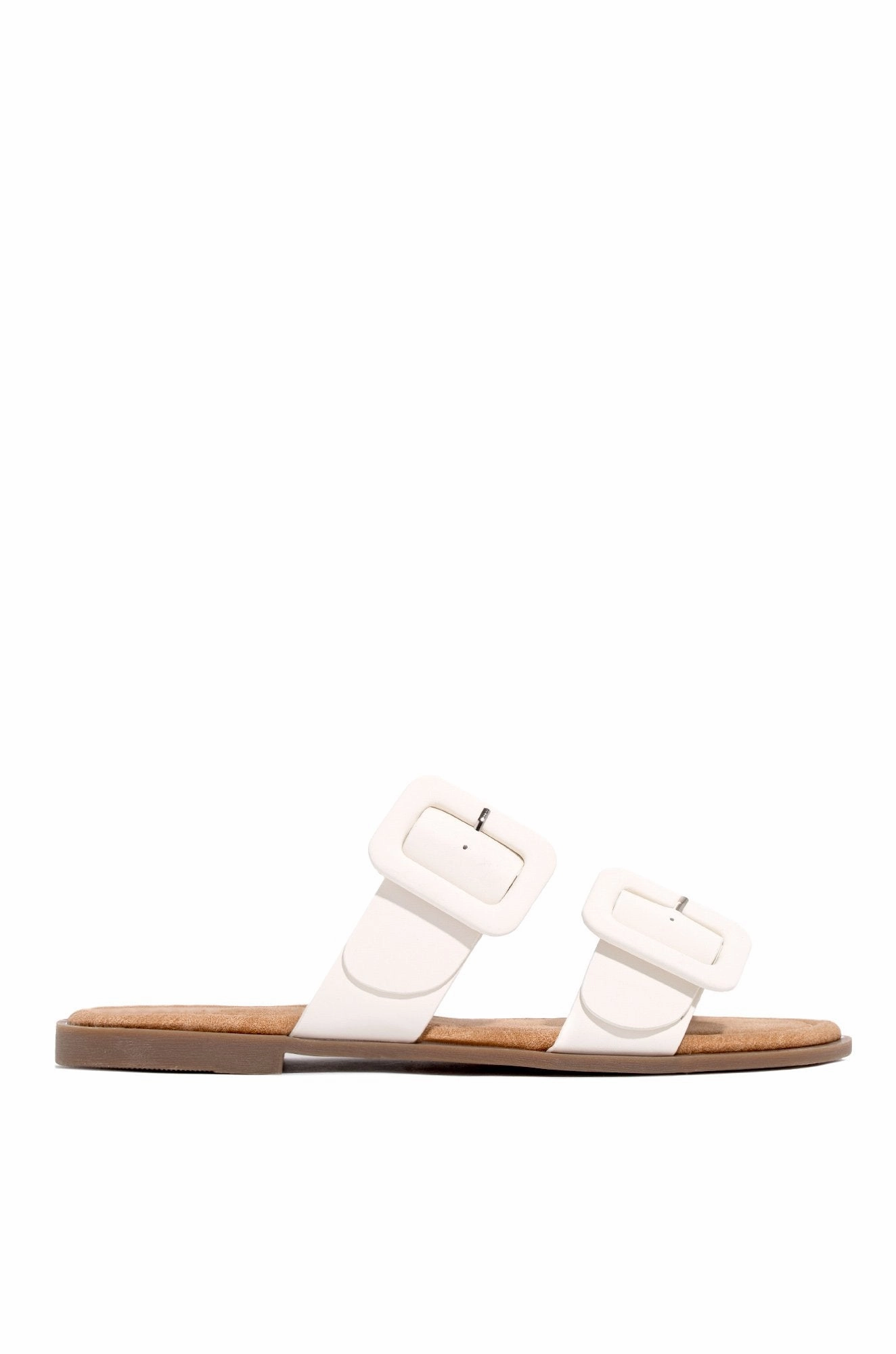 Lydia Double Buckle Sandals- White