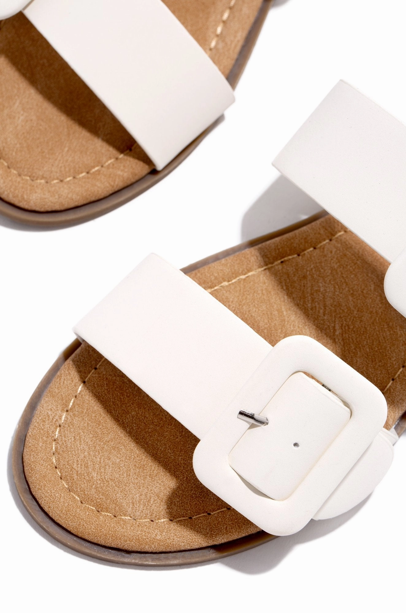 Lydia Double Buckle Sandals- White