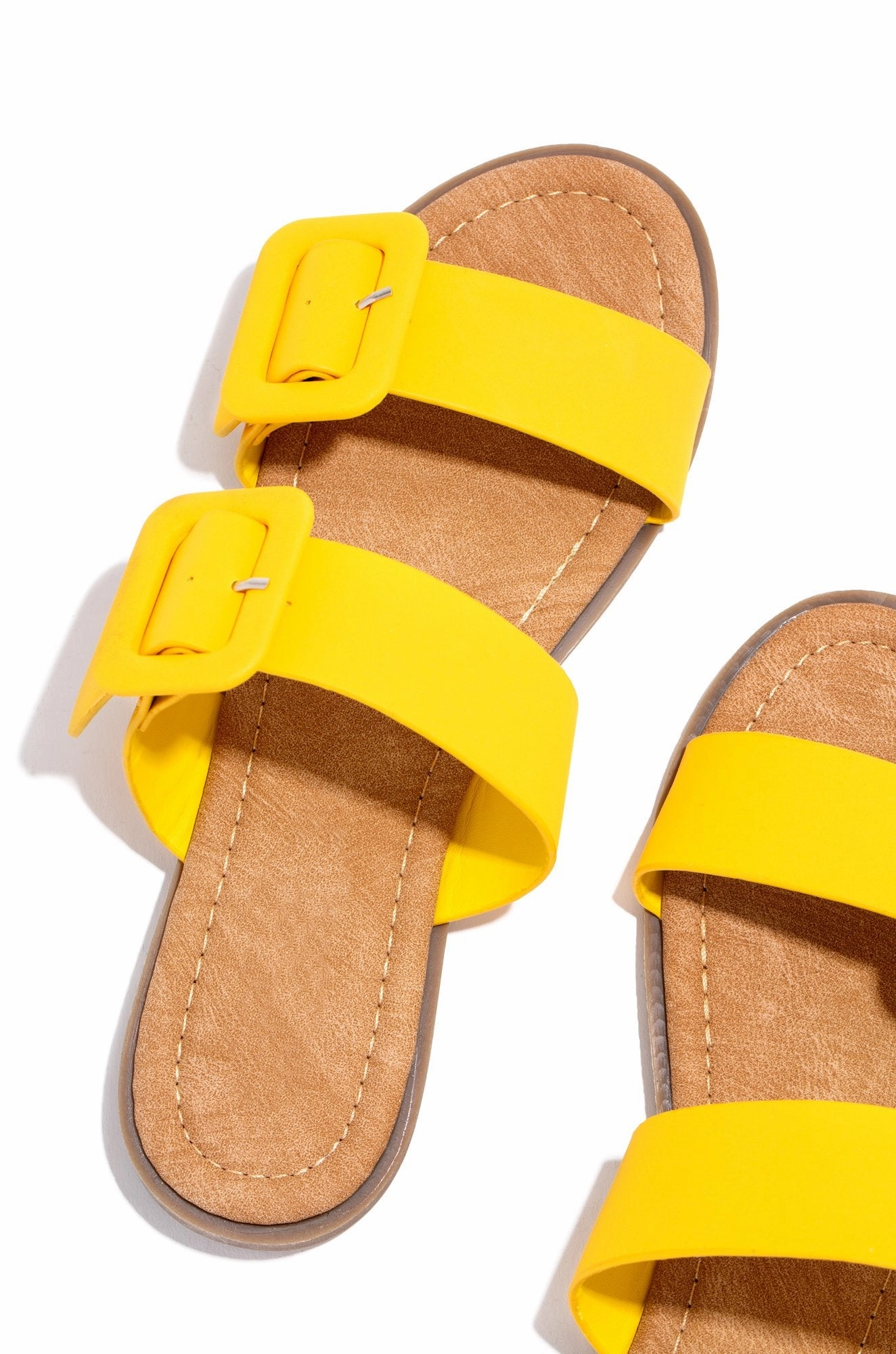 Lydia Double Buckle Sandals- Yellow