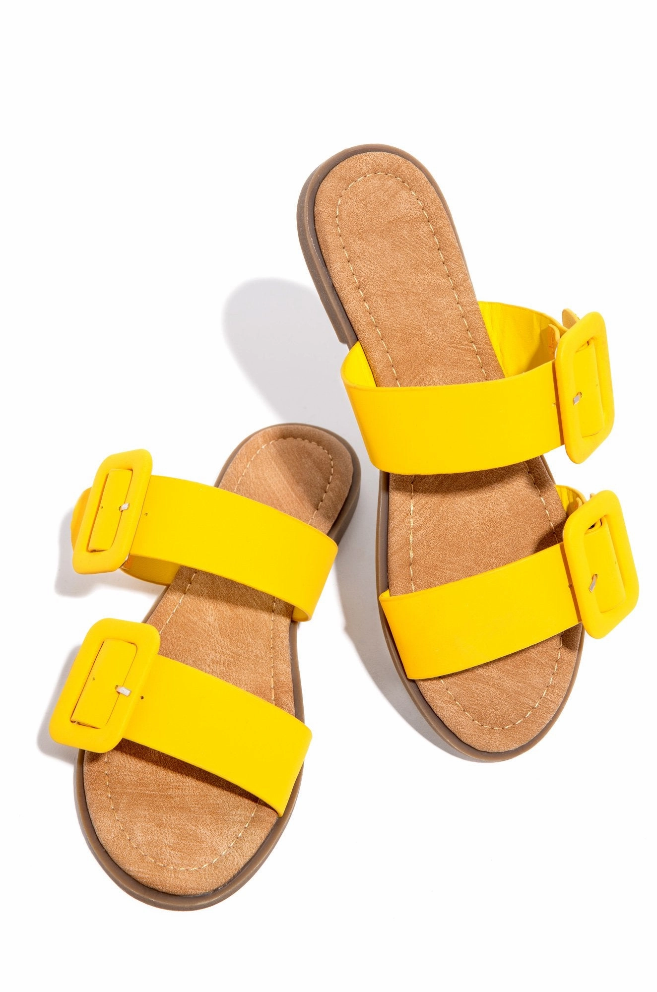 Lydia Double Buckle Sandals- Yellow