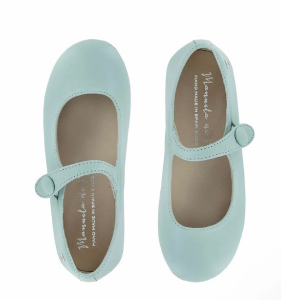 Manuela De Juan Girls Mimi Aqua Leather Mary Jane