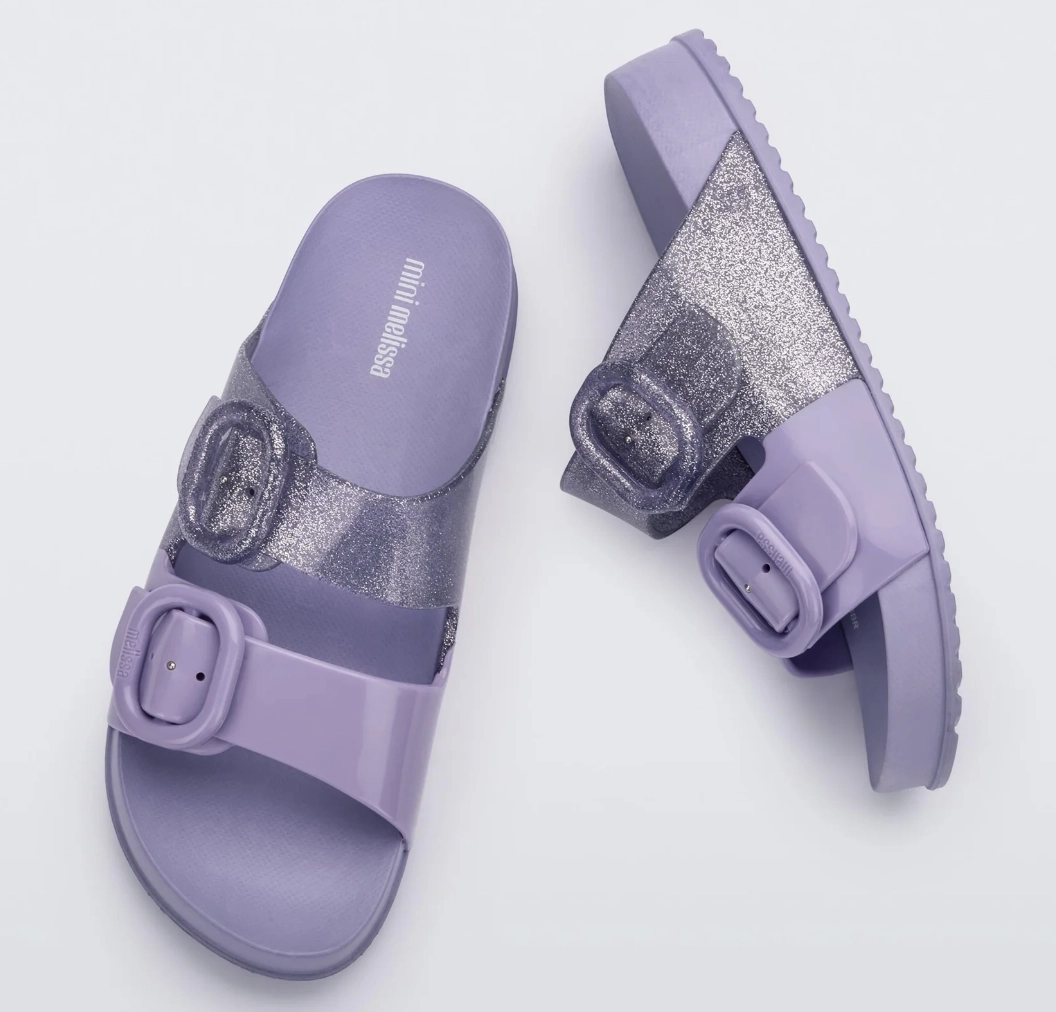 Mini Melissa Cozy Slide Lilac Glitter