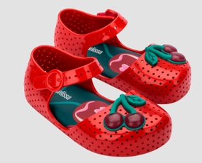 Mini Melissa Furadinha Pop Jelly Flat Baby Red/Green