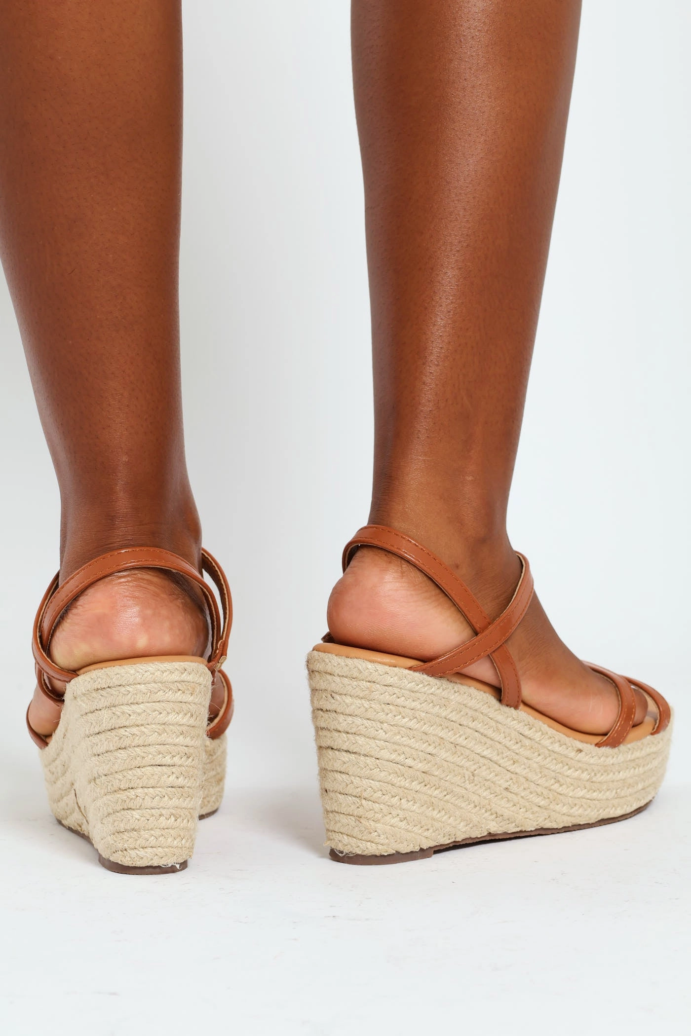 Multi Strap Wedge Heel - Tan