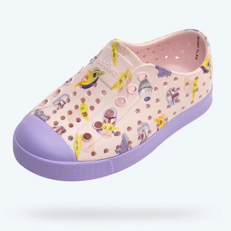 Native Shoes Milk Pink/Healing Purple/Mando AOP Jefferson Star Wars Print Shoe