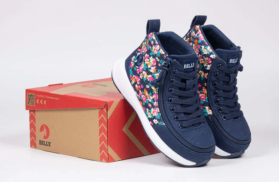Navy Floral BILLY Goat Classic High Top AFO-Friendly Shoes