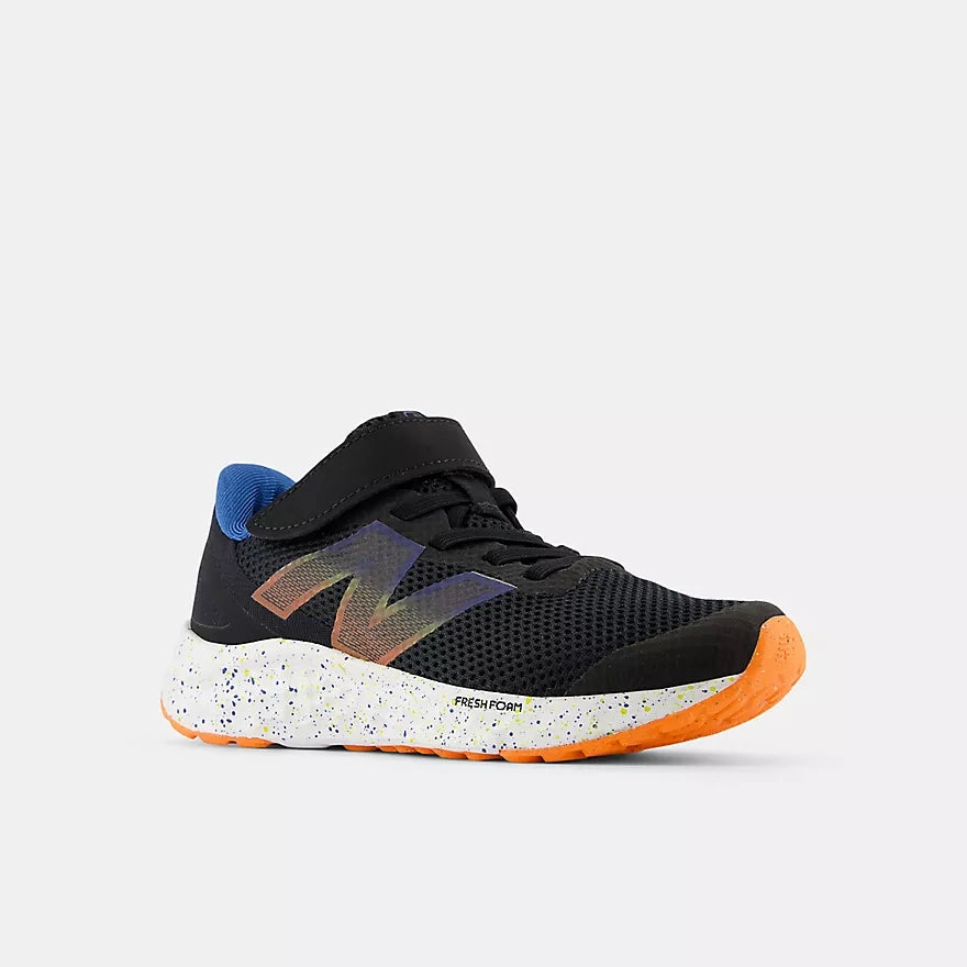 New Balance Black/Blue Agate/Blaze Orange Arishi v4 Bungee Lace Childrens Sneaker
