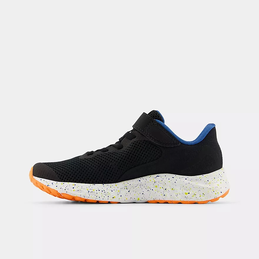 New Balance Black/Blue Agate/Blaze Orange Arishi v4 Bungee Lace Childrens Sneaker