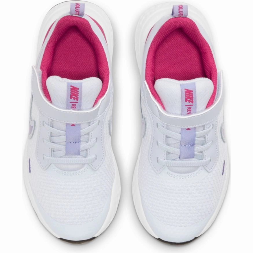Nike Football Grey/Purple Pulse/Fireberry Revolution 5 Childrens Sneaker