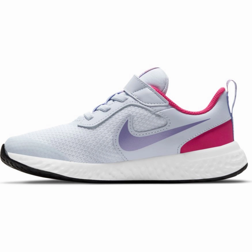 Nike Football Grey/Purple Pulse/Fireberry Revolution 5 Childrens Sneaker