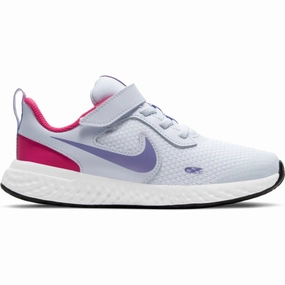 Nike Football Grey/Purple Pulse/Fireberry Revolution 5 Childrens Sneaker