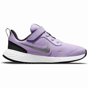 Nike Lilac/Metallic Silver Revolution 5 Childrens Sneaker