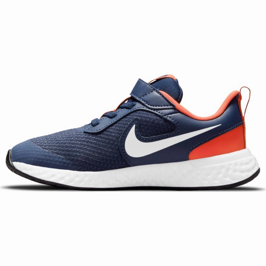 Nike Midnight Navy/Orange Revolution 5 Childrens Sneaker