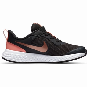 Nike Smoke Grey/Metallic Red Bronze Revolution 5 Childrens Sneaker