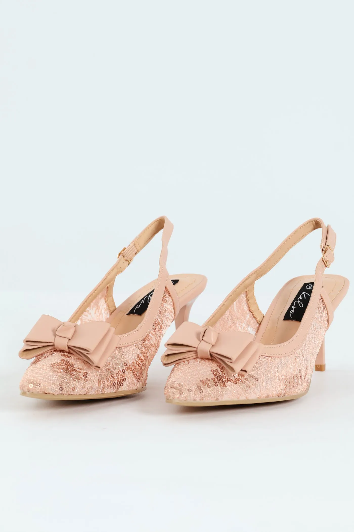 Occasion Mesh Bow Detail Heel - Nude