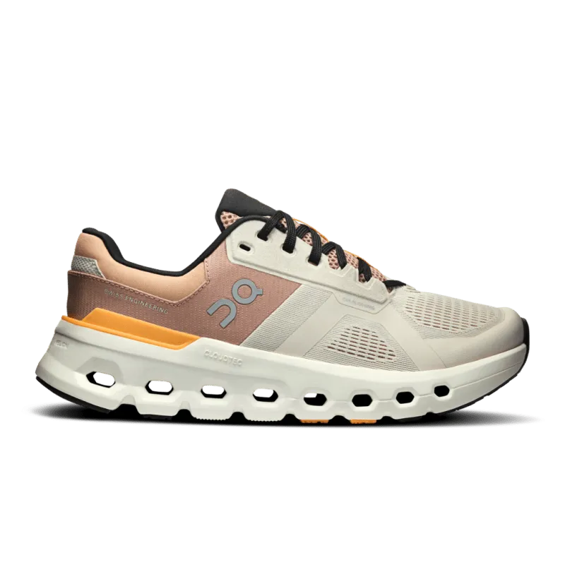 On Women's Cloudrunner 2 (Wide Width) - Pearl/Tangerine