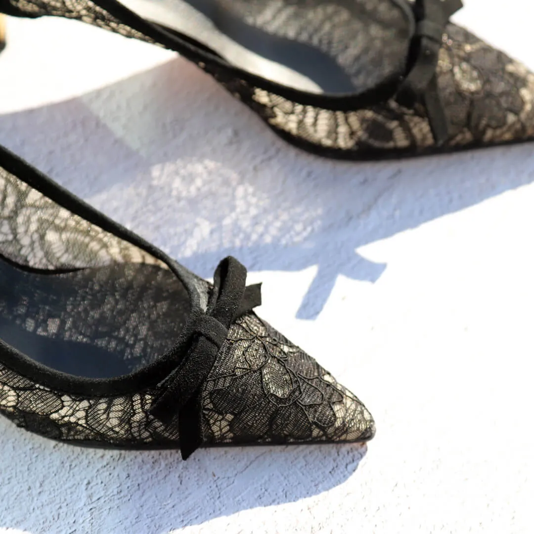 Orla - Lace Kitten Heel Pumps