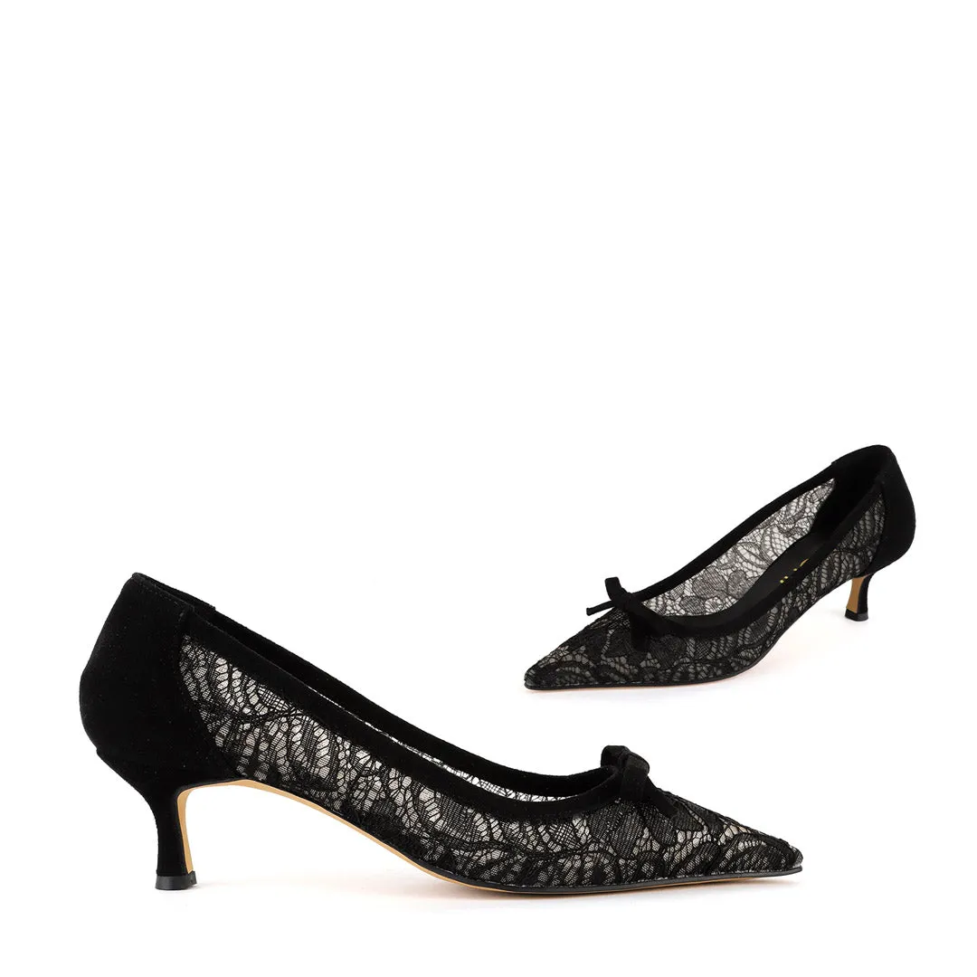 Orla - Lace Kitten Heel Pumps