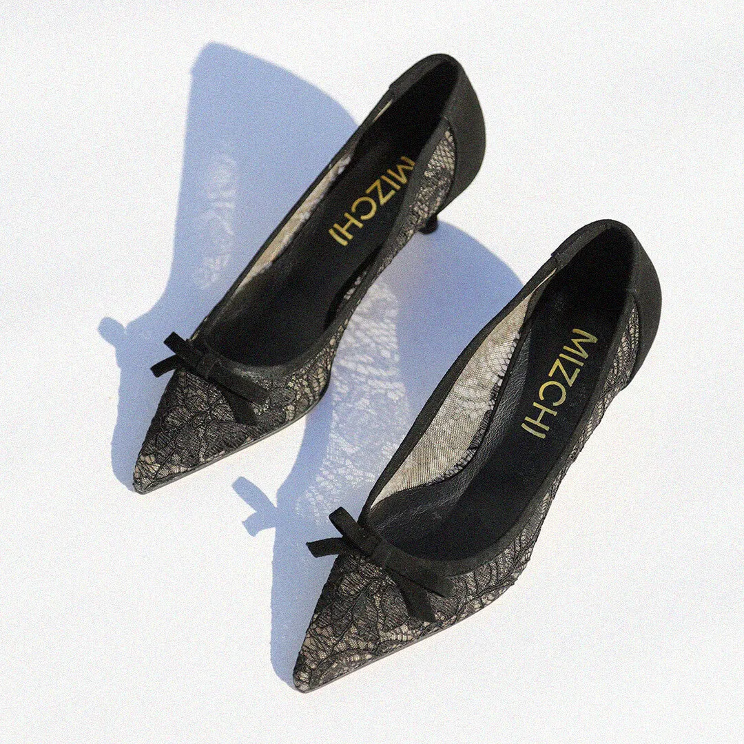 Orla - Lace Kitten Heel Pumps
