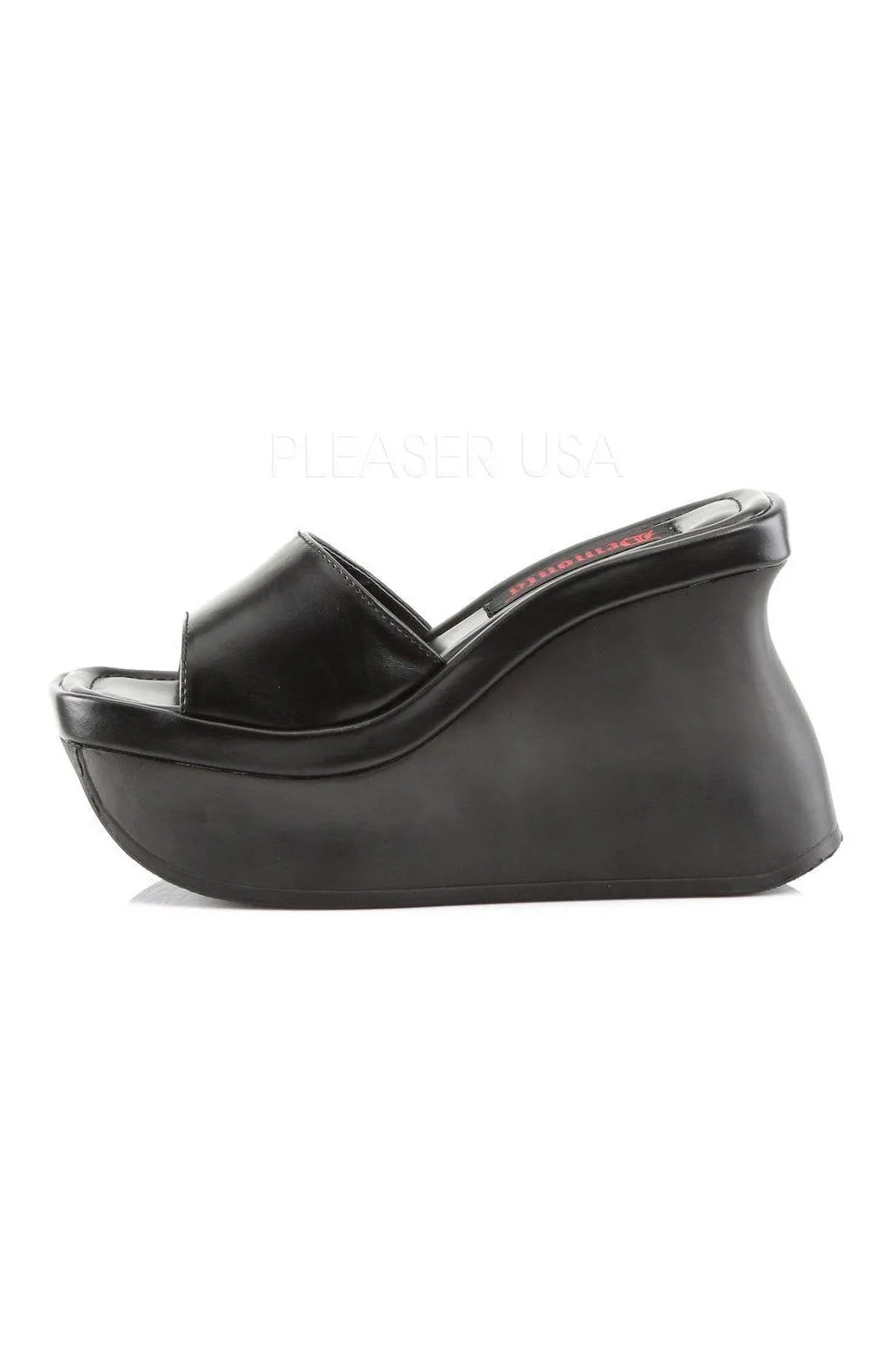 PACE-01 Demonia Wedge | Black Faux Leather