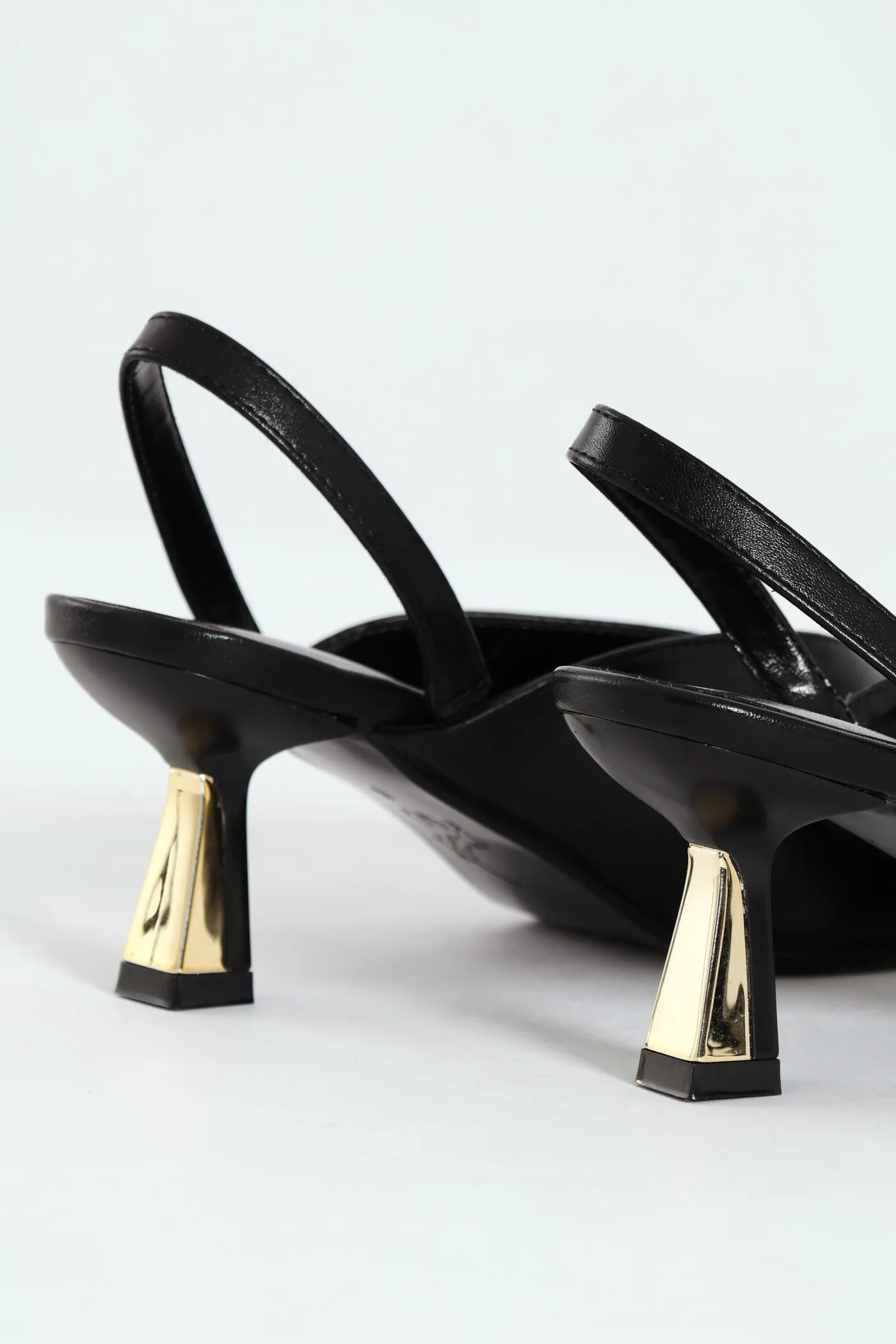 Pointed Slingback Kitten Heel - Black