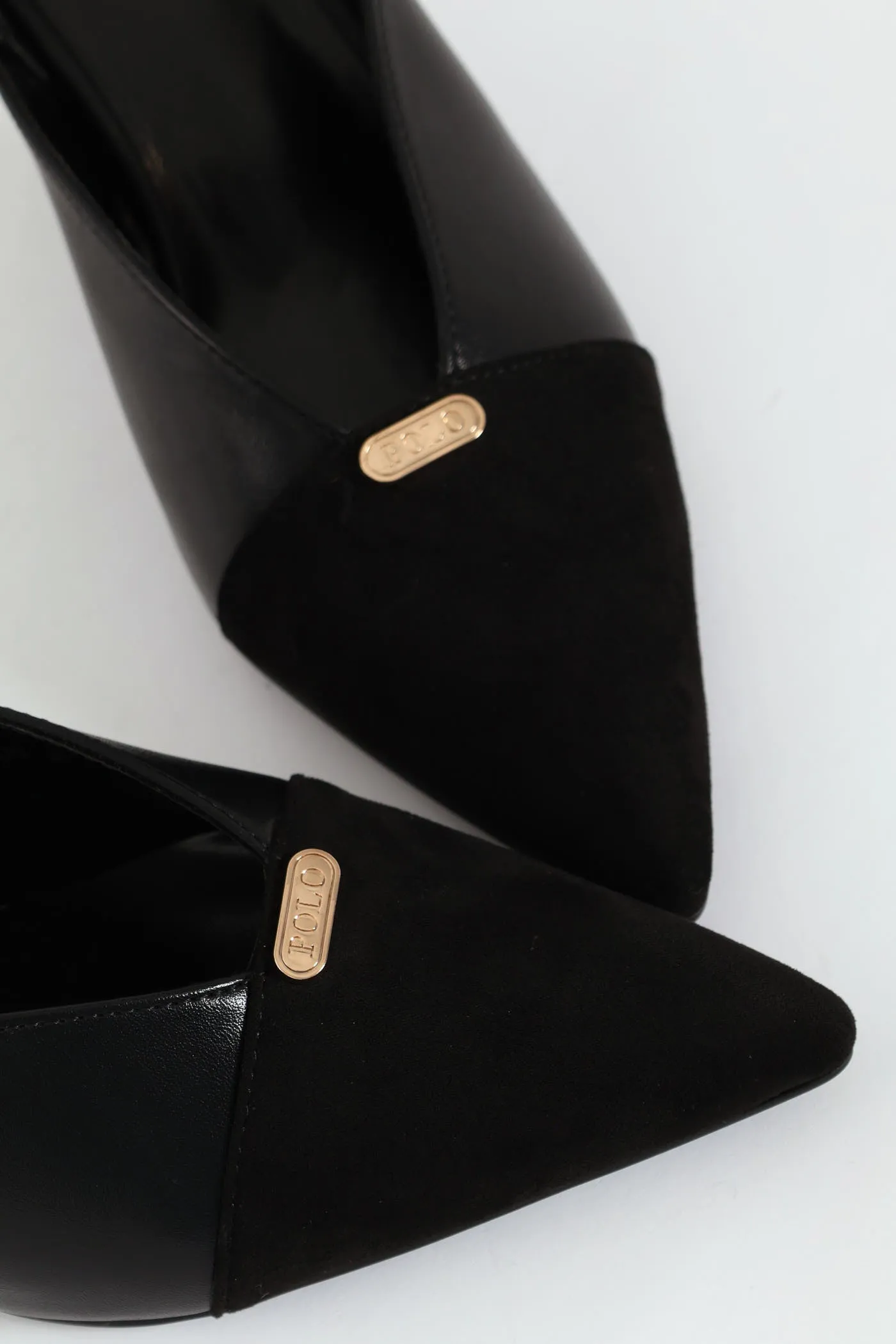 Pointed Slingback Kitten Heel - Black
