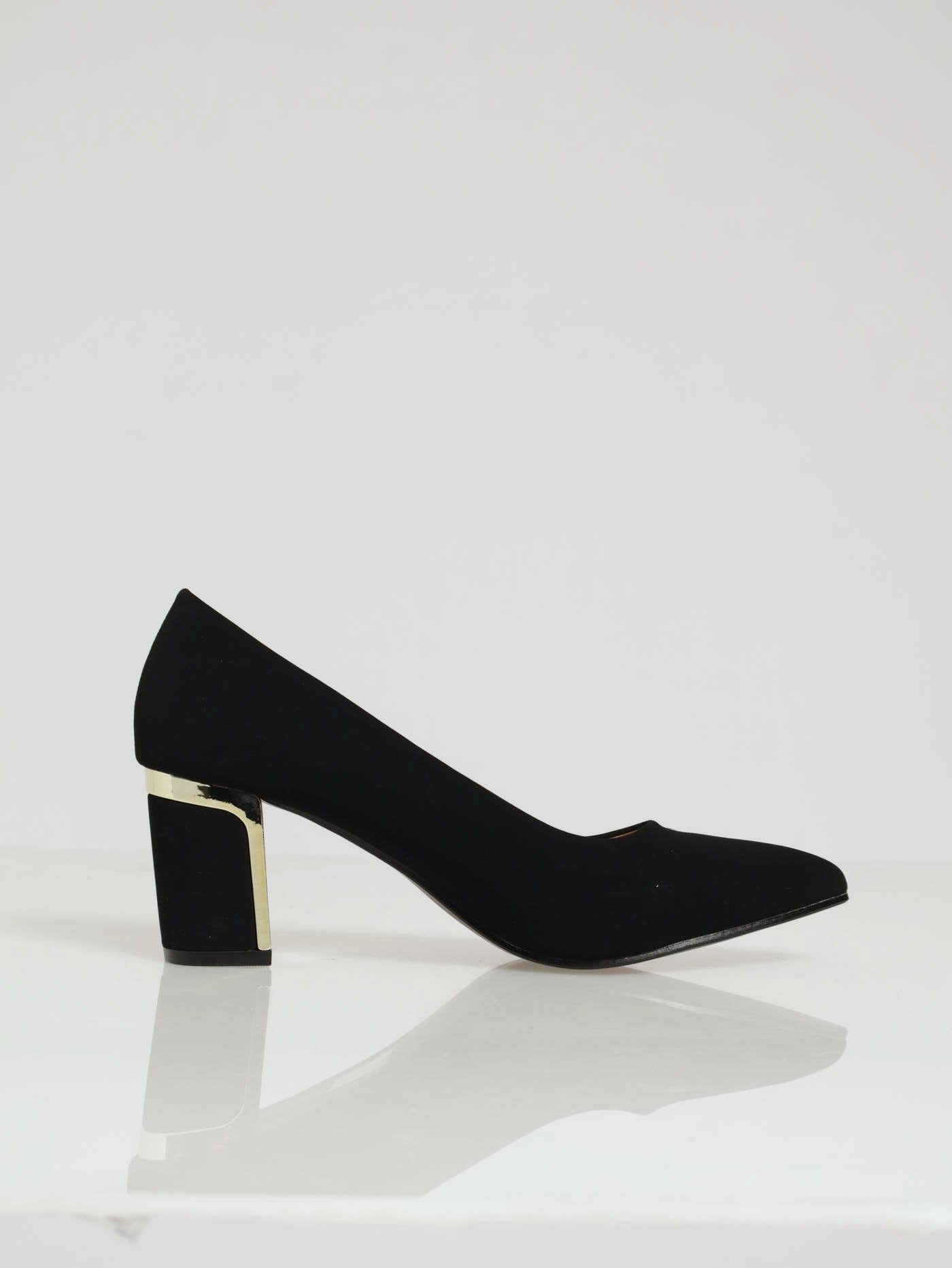 Pointy Trim BlockHeel - Black