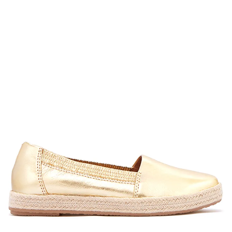 REECE - GOLD TUMBLED LEATHER SLIP ON FLATS